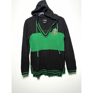 Harry Potter Slytherin Black & Green Hooded Sweater Women’s Size SM